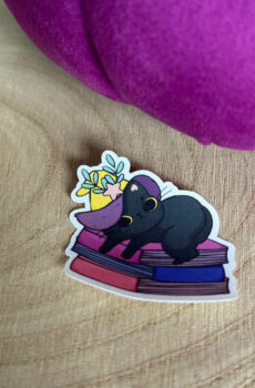 Witch cat with spell books Book Sticker
