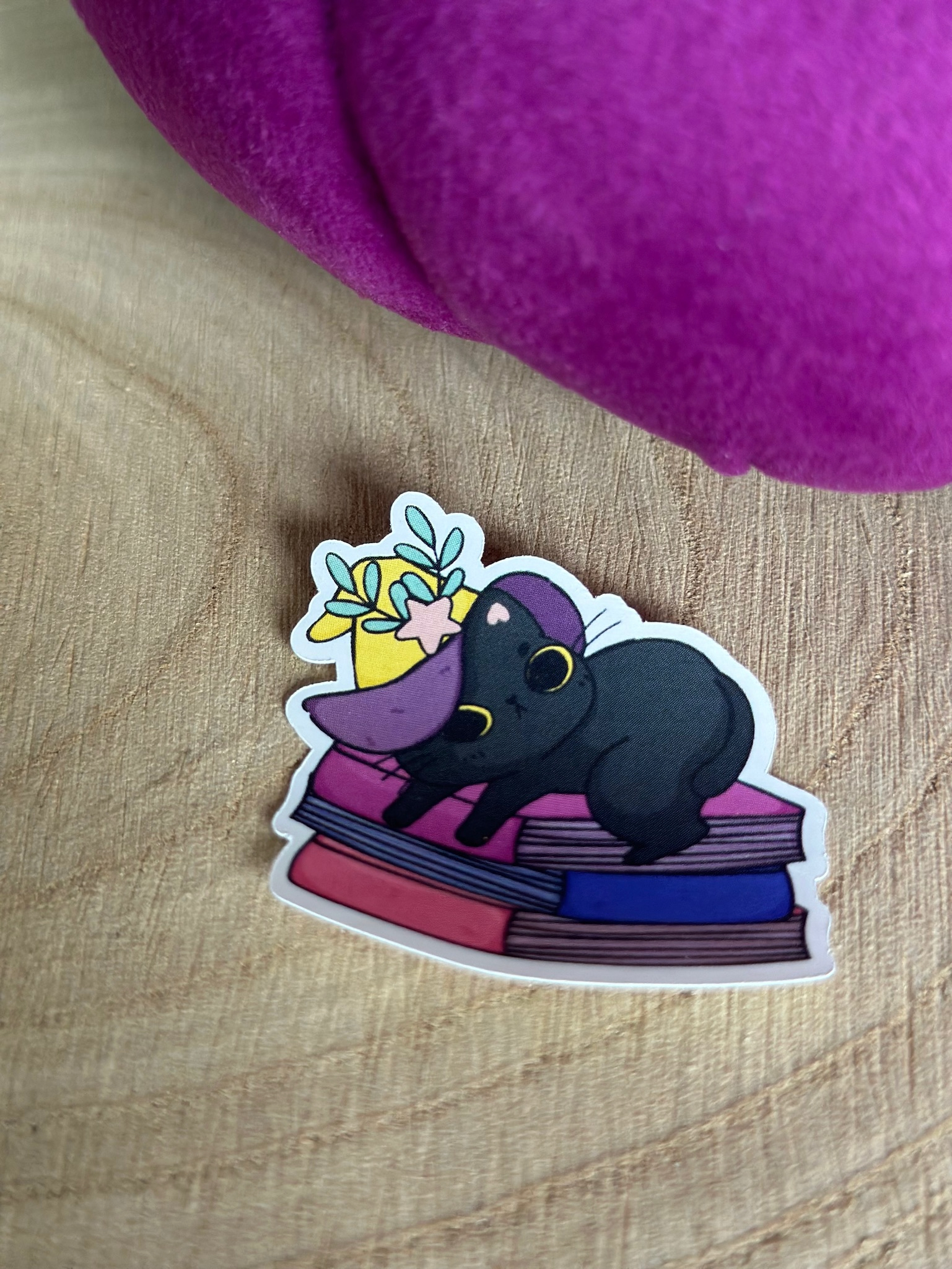 Witch cat with spell books Book Sticker
