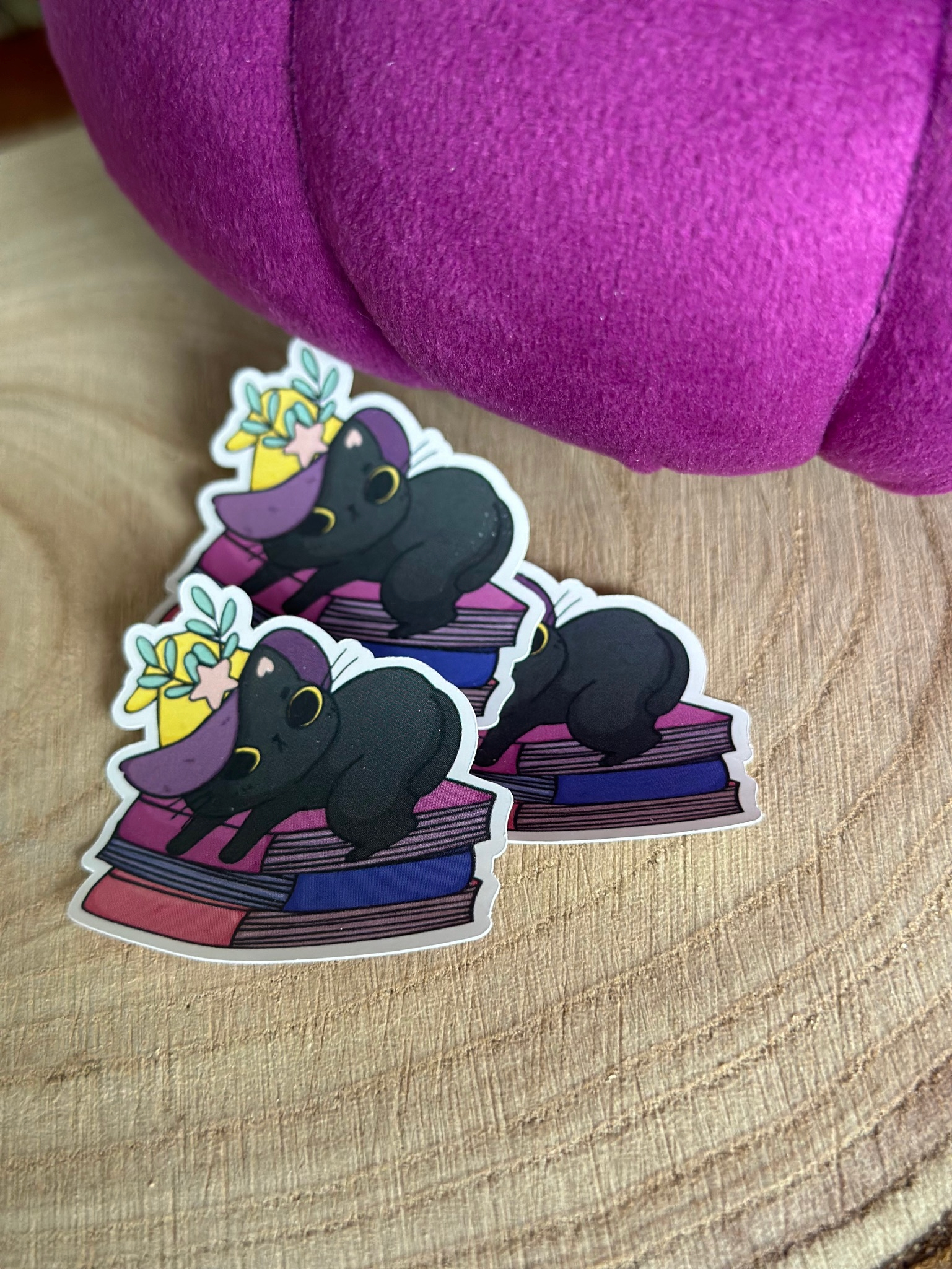 Witch cat with spell books Book Sticker - Image 2