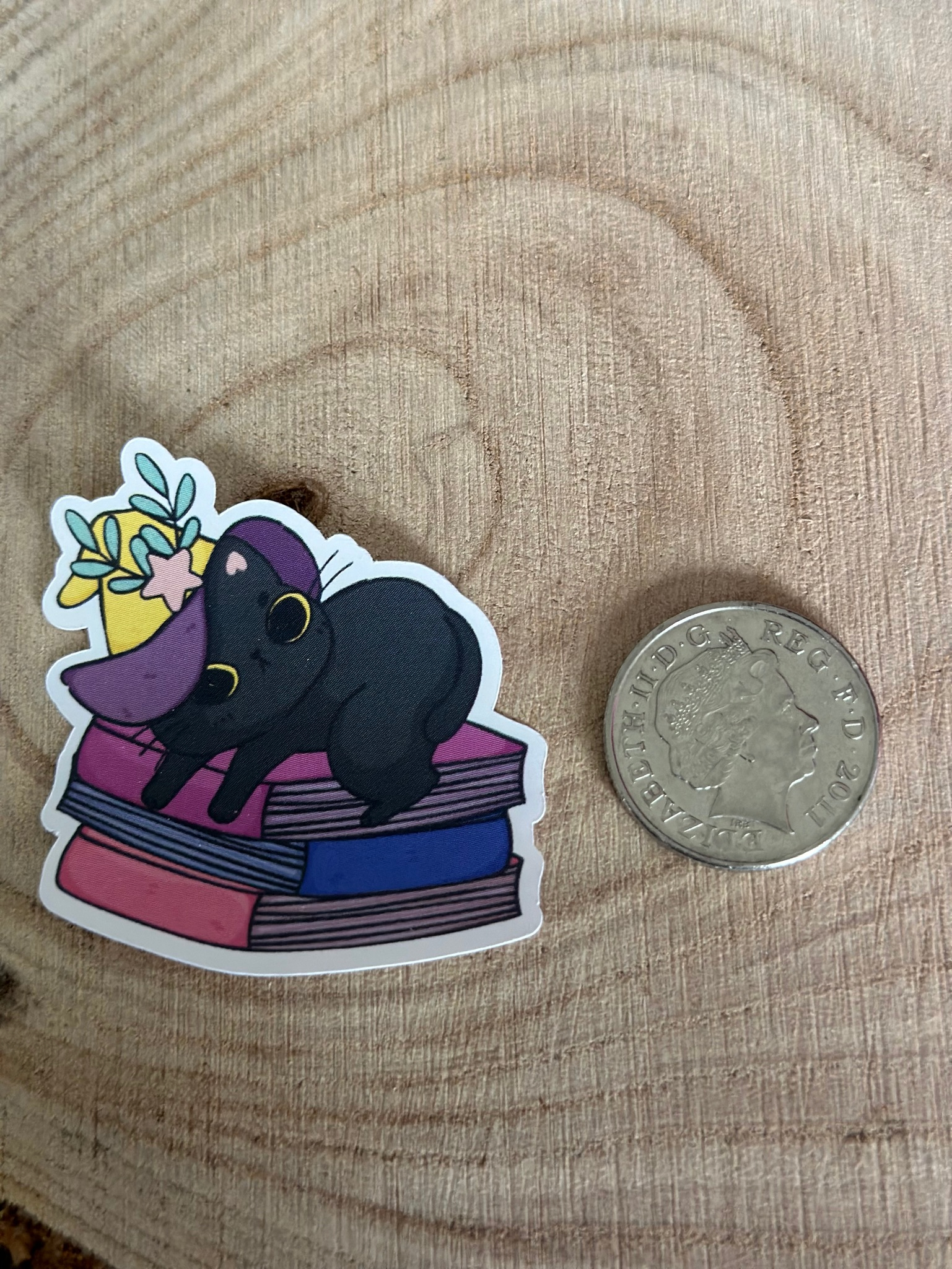 Witch cat with spell books Book Sticker - Image 3