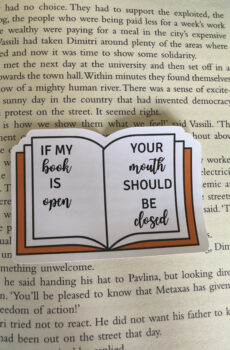If my book is open your mouth should be closed sticker
