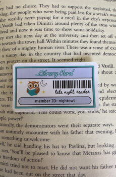 Late night reader library card sticker